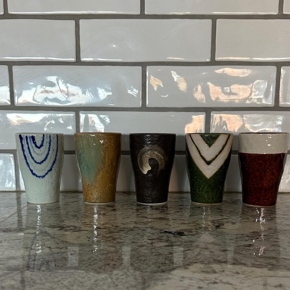 Artisan Porcelain Cups 🧡🤎🩶